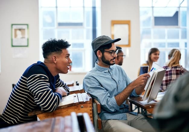 A diverse group of college students sitting in a modern classroom, attentively listening to a professor during a lecture. The classroom is equipped with smart boards and comfortable seating.